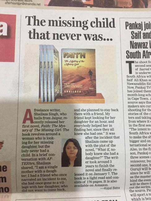 Articles by Shailaza Singh, the author of bestseller Faith-The Mystery of the Missing Girl